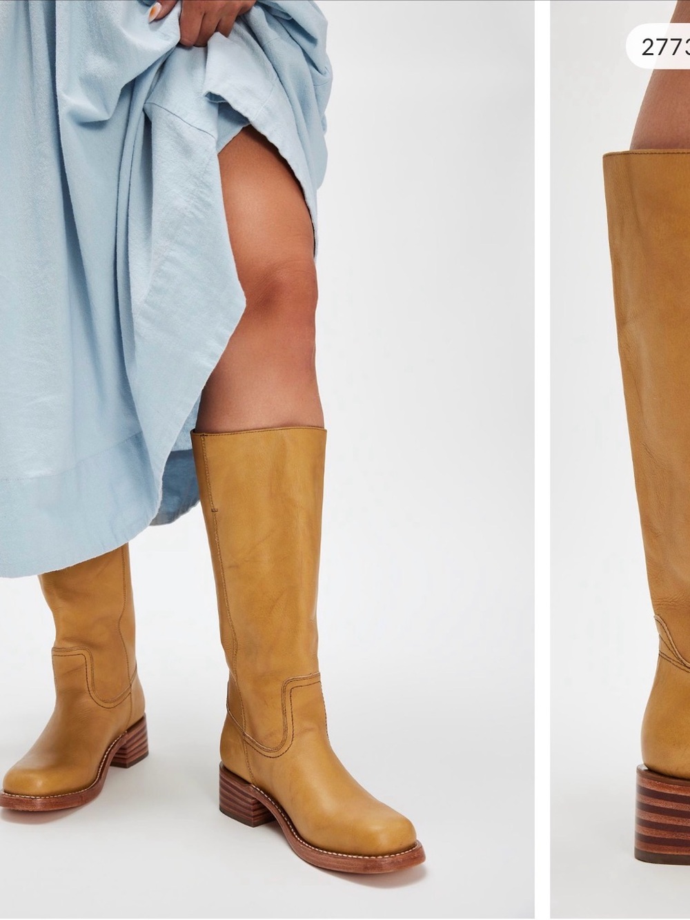 Frye Mustard Tan Knee-High Leather Heeled Boots